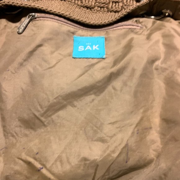 THE SAK Double Strap Tote Bag Classic Tan Brown Crochet 12 x 10 Purse VGUC - Picture 5 of 9